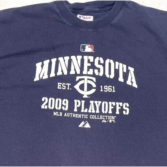 Minnesota Twins Shirt Adult Large Blue MLB Baseball Athletic Playoffs 2009 Mens - Picture 6 of 6